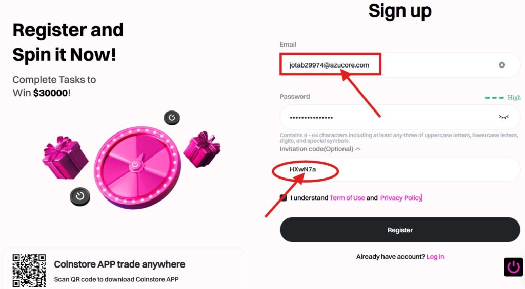 How to use Coinstore Invitation Code